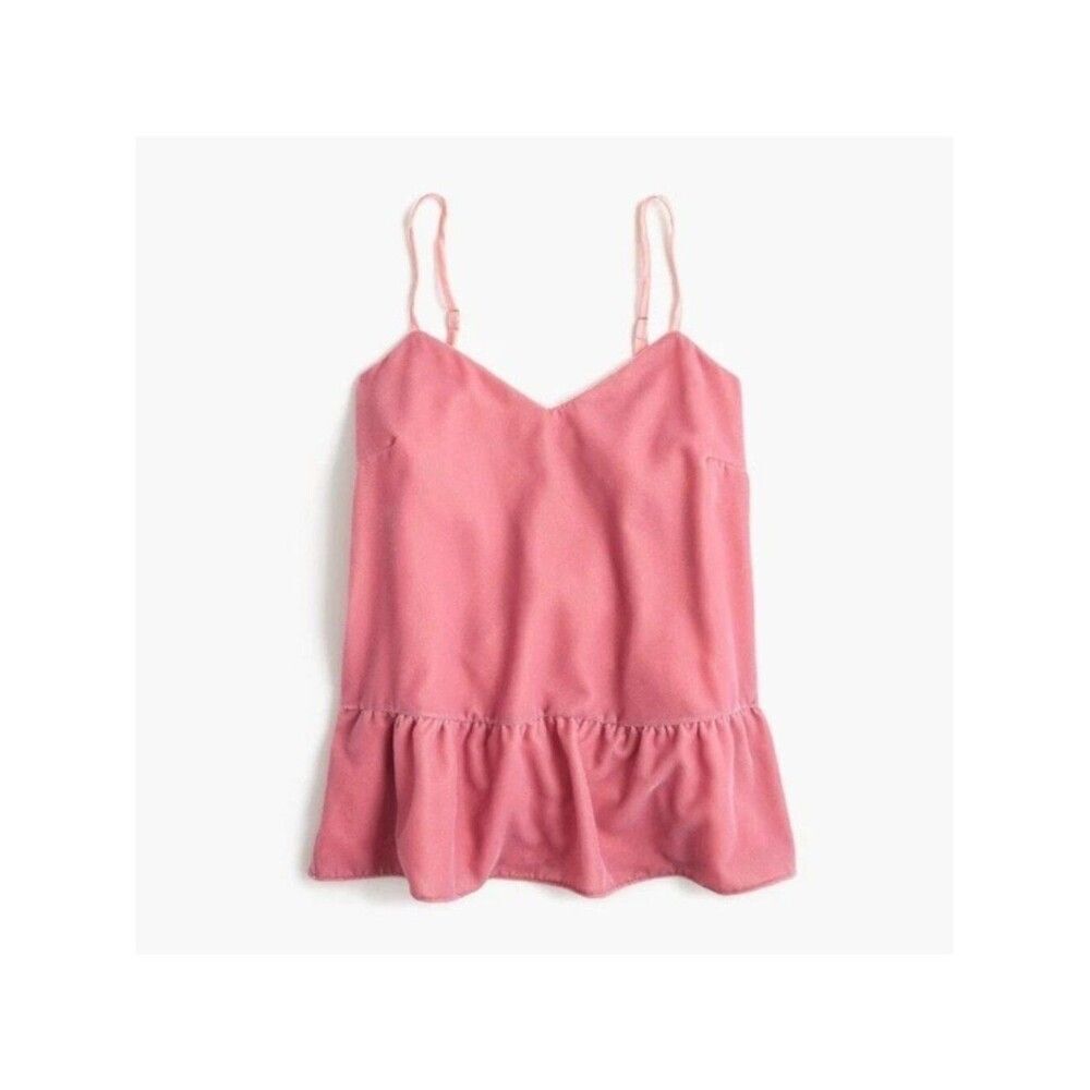 J. Crew Velvet Peplum Tank Top Cami Sleeveless Blouse Pink Size 14 NEW